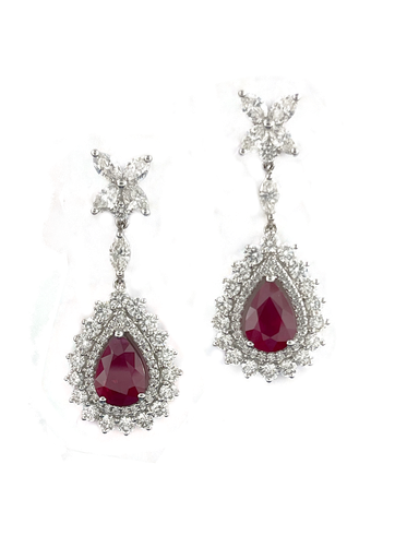 [EA1R7DL1Q089(EA1006321)] Ruby Diamond Earring