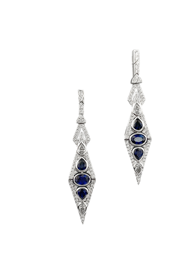 [EA1007389]  Sapphire Diamond Earring